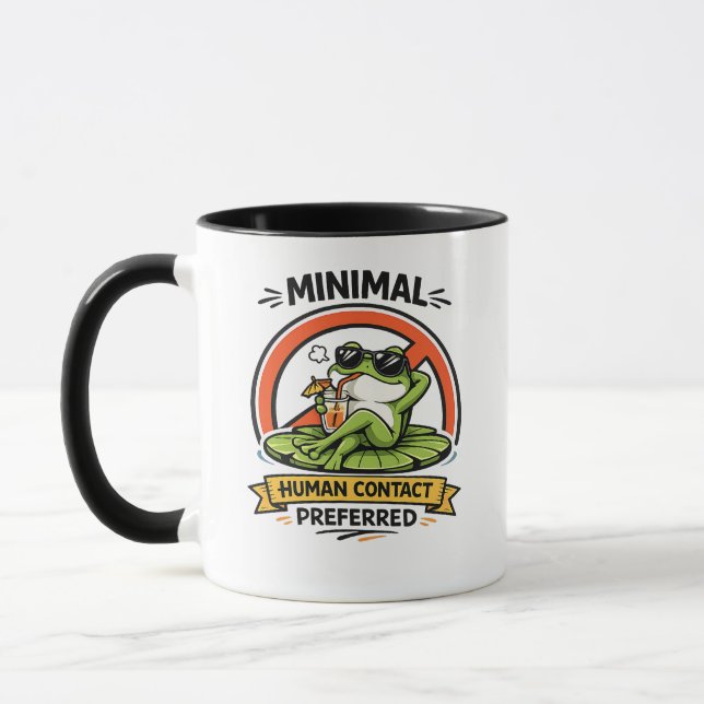 Minimal Human Contact Preferred Frog Design Mugg (Vänster)