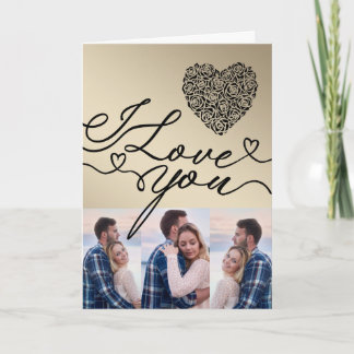 Minimal I Love You Rose Heart Photo Kort