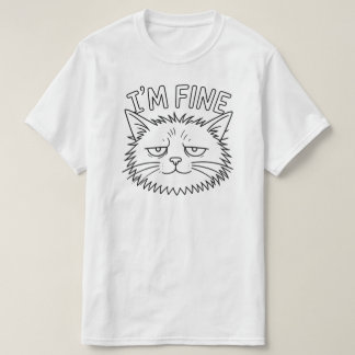 Minimal I’m Fine Cat Mood Design T Shirt