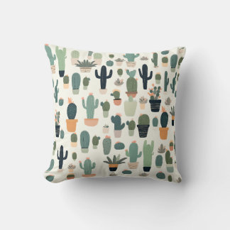 Minimal illustration av Grönten mönster Cute Cactu Kudde