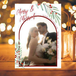 Minimal imistletoe Newlyweds Arch Photo jul Julkort