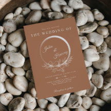 Minimal inbjudan till Bohemian Burnt Sienna Weddin