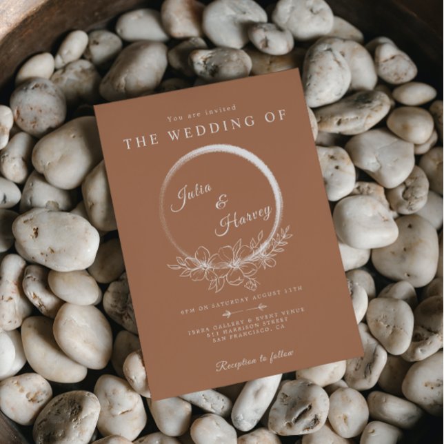 Minimal inbjudan till Bohemian Burnt Sienna Weddin (Skapare uppladdad)