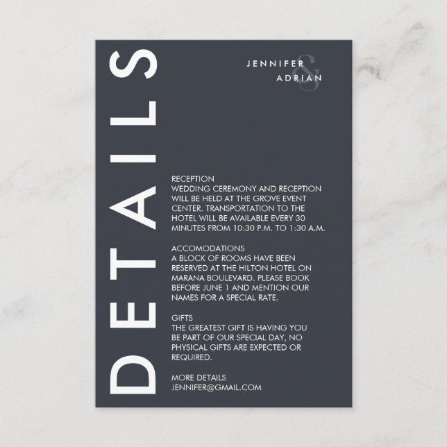 Minimal inbjudan till Bröllop-information (Framsida)