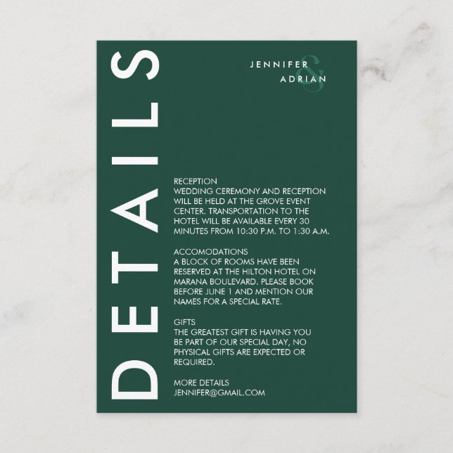 Minimal inbjudan till Bröllop-information (Framsida)