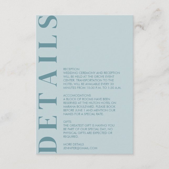 Minimal inbjudan till Bröllop-information (Framsida)