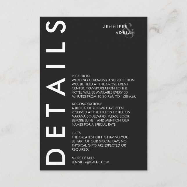 Minimal inbjudan till Bröllop-information (Framsida)