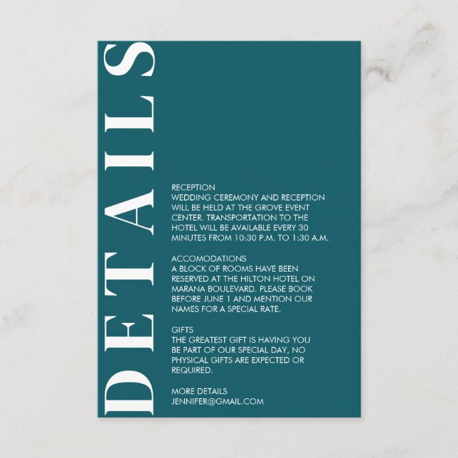 Minimal inbjudan till Bröllop-information (Framsida)