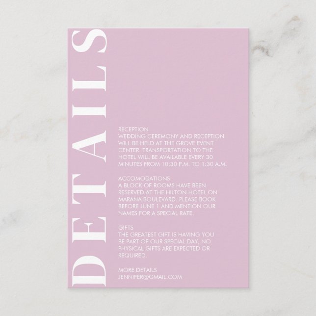 Minimal inbjudan till Bröllop-information (Framsida)