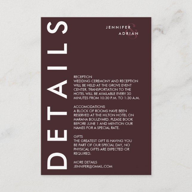 Minimal inbjudan till Bröllop-information (Framsida)