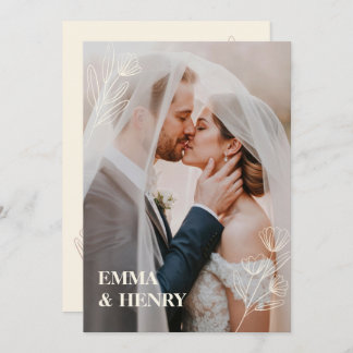 Minimal inbjudan till Elegant bröllop med Bride &