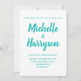 Minimal inbjudan till Färg Blue Wedding