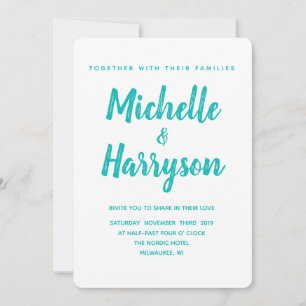 Minimal inbjudan till Färg Blue Wedding