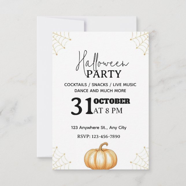 Minimal inbjudan till Halloween fest - redigerbar (Framsida)