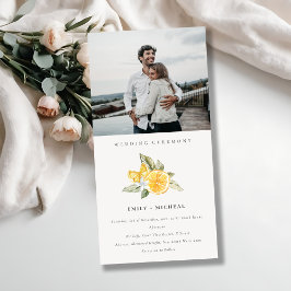 Minimal inbjudan till Lemon Boho Foliage Photo Wed