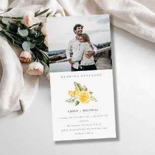Minimal inbjudan till Lemon Boho Foliage Photo Wed