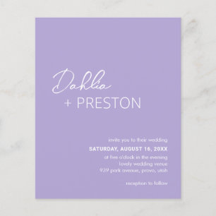 Minimal inbjudan till Lilac Modern Budget Wedding
