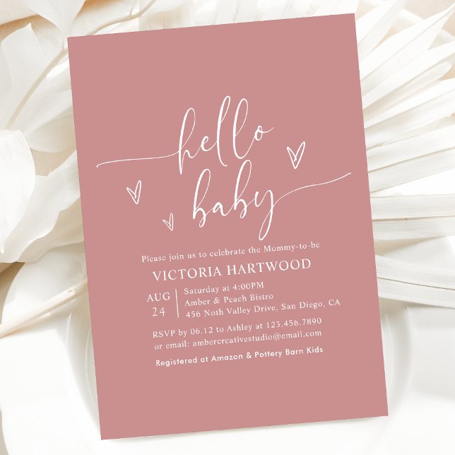 Minimal inbjudan till  Rosa Baby Shower (Skapare uppladdad)