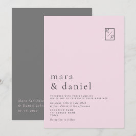 Minimal inbjudan till  Rosa Calligraphy Wedding