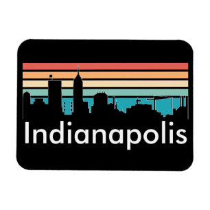 Minimal Indianapolis Indiana Sunset Skyline Magnet