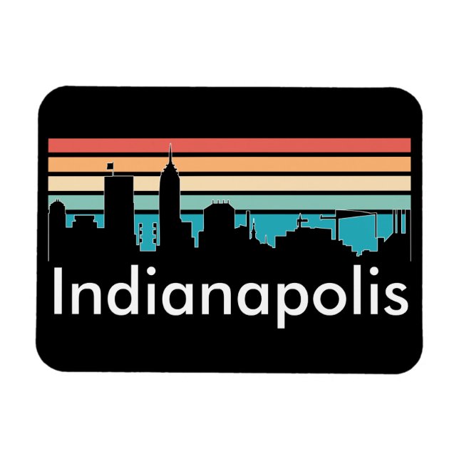 Minimal Indianapolis Indiana Sunset Skyline Magnet (Horisontell)