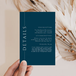 Minimal information om blå Bröllop infogning Tilläggskort