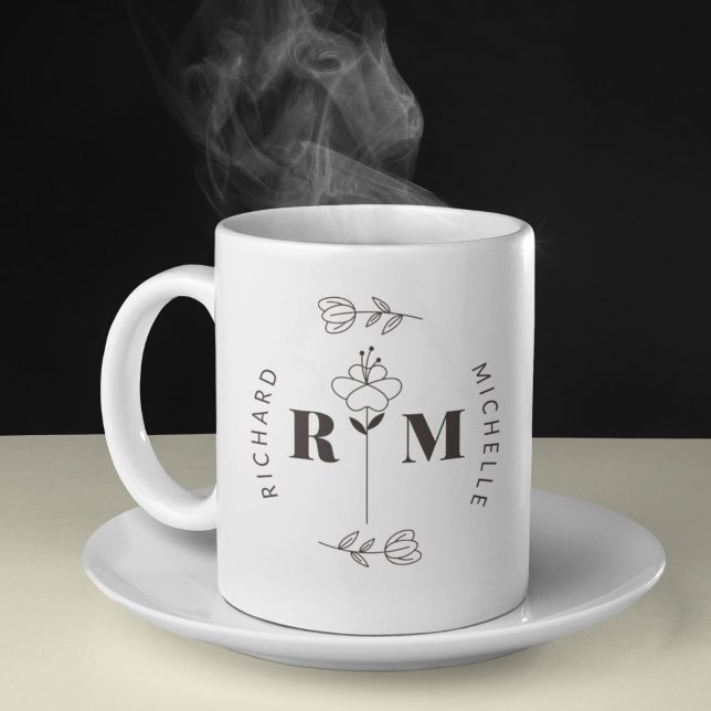 Minimal initial Brev monogram Namn par kaffe Kaffemugg (Skapare uppladdad)