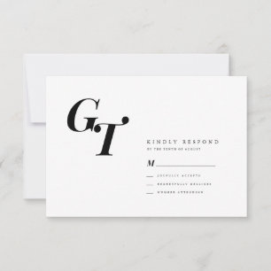 Minimal Initialer Modern Elegant Chic Bröllop OSA Kort