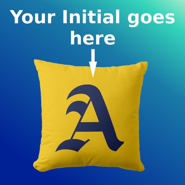 Minimal inledande monogram för marin Gult - minsta Kudde (Front with Background)