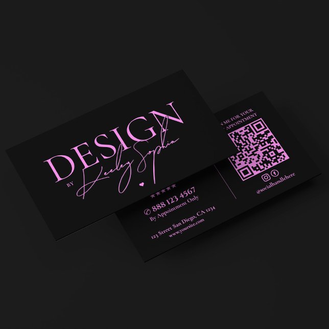 Minimal Interiördesigner Svart Lila Visitkort (Minimal Interior Designer Black Purple Business Card
)