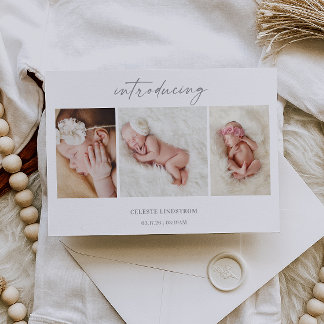Minimal Introducing Baby Photo Announcement Card Inbjudningar
