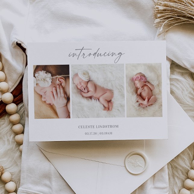 Minimal Introducing Baby Photo Announcement Card Inbjudningar (Skapare uppladdad)