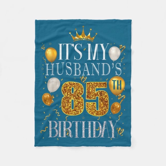 Minimal It's Husband's 85th Birthday Happy Fleecefilt (Framsidan)