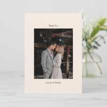 Minimal Ivory Brown Elegant Wedding Custom Photo