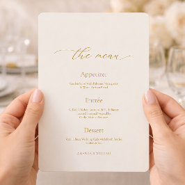 Minimal Ivory Wedding Menu with Calligraphy Header Inbjudningar