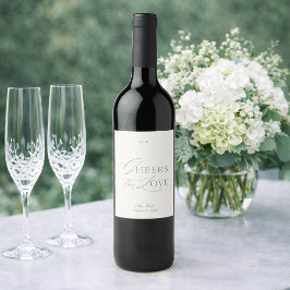 Minimal Ivory Wedding Wine Label – Cheers to Love Vinflaska Etikett