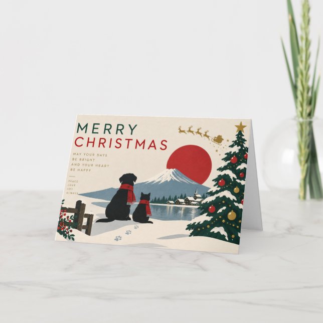 Minimal Japanese Christmas with Mount Fuji Kort (Framsida)