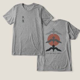 Minimal Japanese Fish Hawk Ukiyo-e Style Gray T Shirt