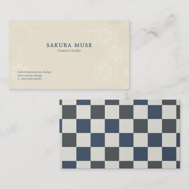Minimal Japanese Kamon Business Card – Modern  Visitkort (Fram/baksida)
