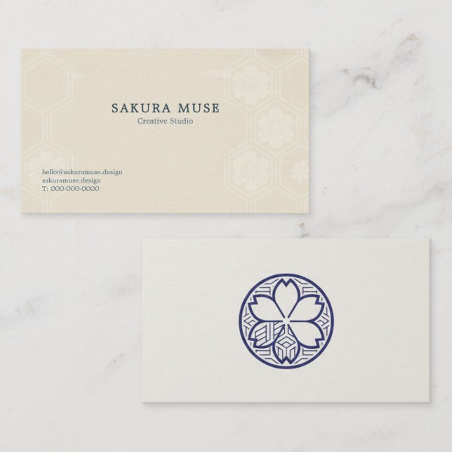 Minimal Japanese Kamon Business Card – Modern  Visitkort (Fram/baksida)