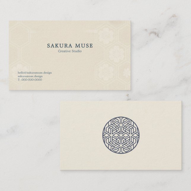 Minimal Japanese Kamon Business Card – Modern  Visitkort (Fram/baksida)