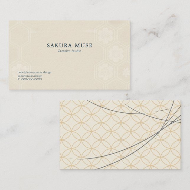 Minimal Japanese Pattern Design – Elegant Seigaiha Visitkort (Fram/baksida)