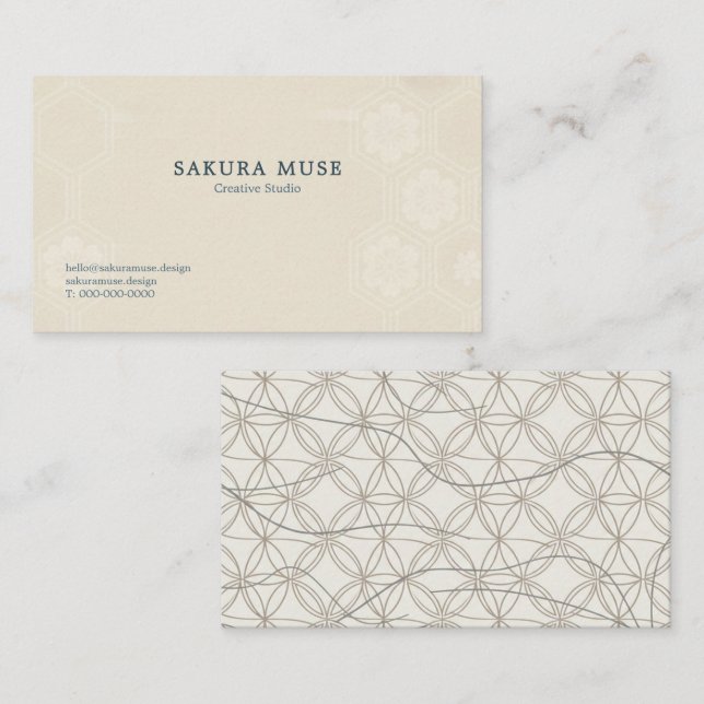 Minimal Japanese Pattern Design – Elegant Seigaiha Visitkort (Fram/baksida)
