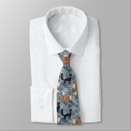 Minimal Japanese Pattern Necktie – Asanoha Wave Slips