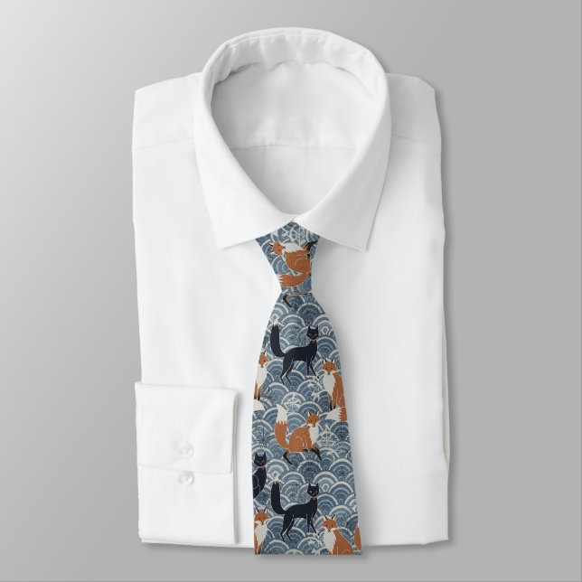 Minimal Japanese Pattern Necktie – Asanoha Wave Slips (Bunden)