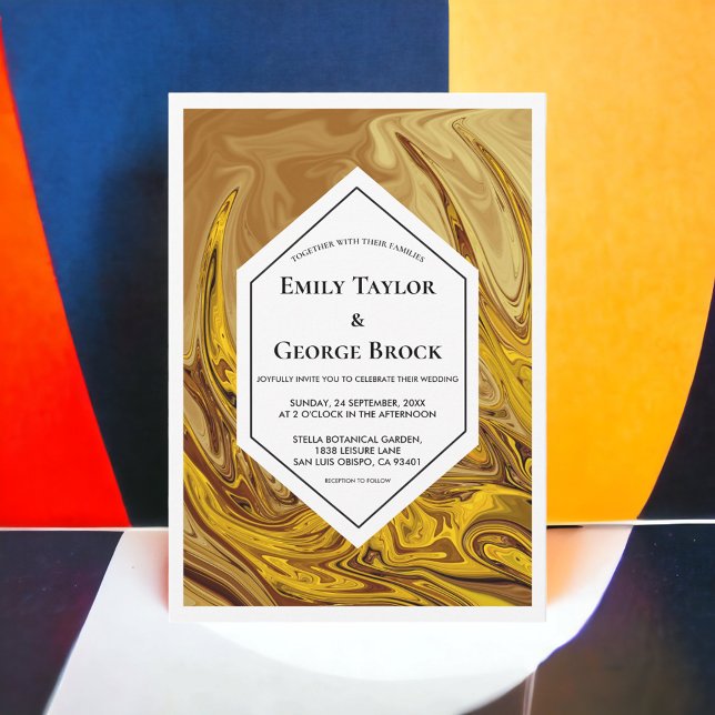 Minimal jord Tone Guld Terracotta Artsy Bröllop Inbjudningar (Skapare uppladdad)