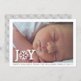 Minimal "joy"-snowflake-helgdag på julfoto julkort