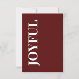 Minimal JOYFUL | Deep Red Holiday Greeting Kort