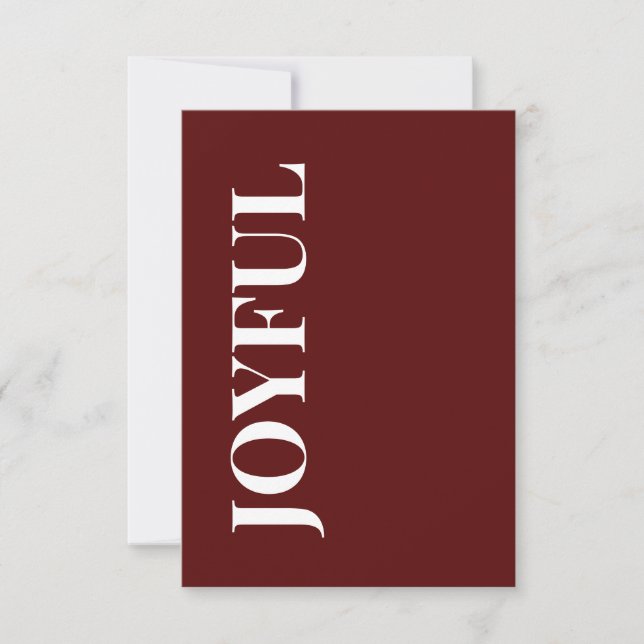 Minimal JOYFUL | Deep Red Holiday Greeting Kort (Framsida)
