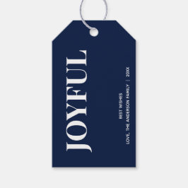 Minimal JOYFUL | Navy Blue Holiday Presentetikett